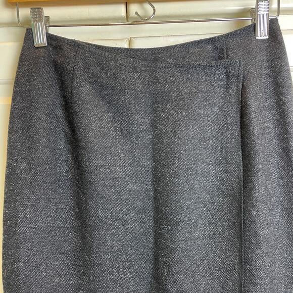Eddie Bauer Recycled Wool Wrap Skirt Dark Gray Sz 4 Petite Lined EUC - Picture 3 of 10